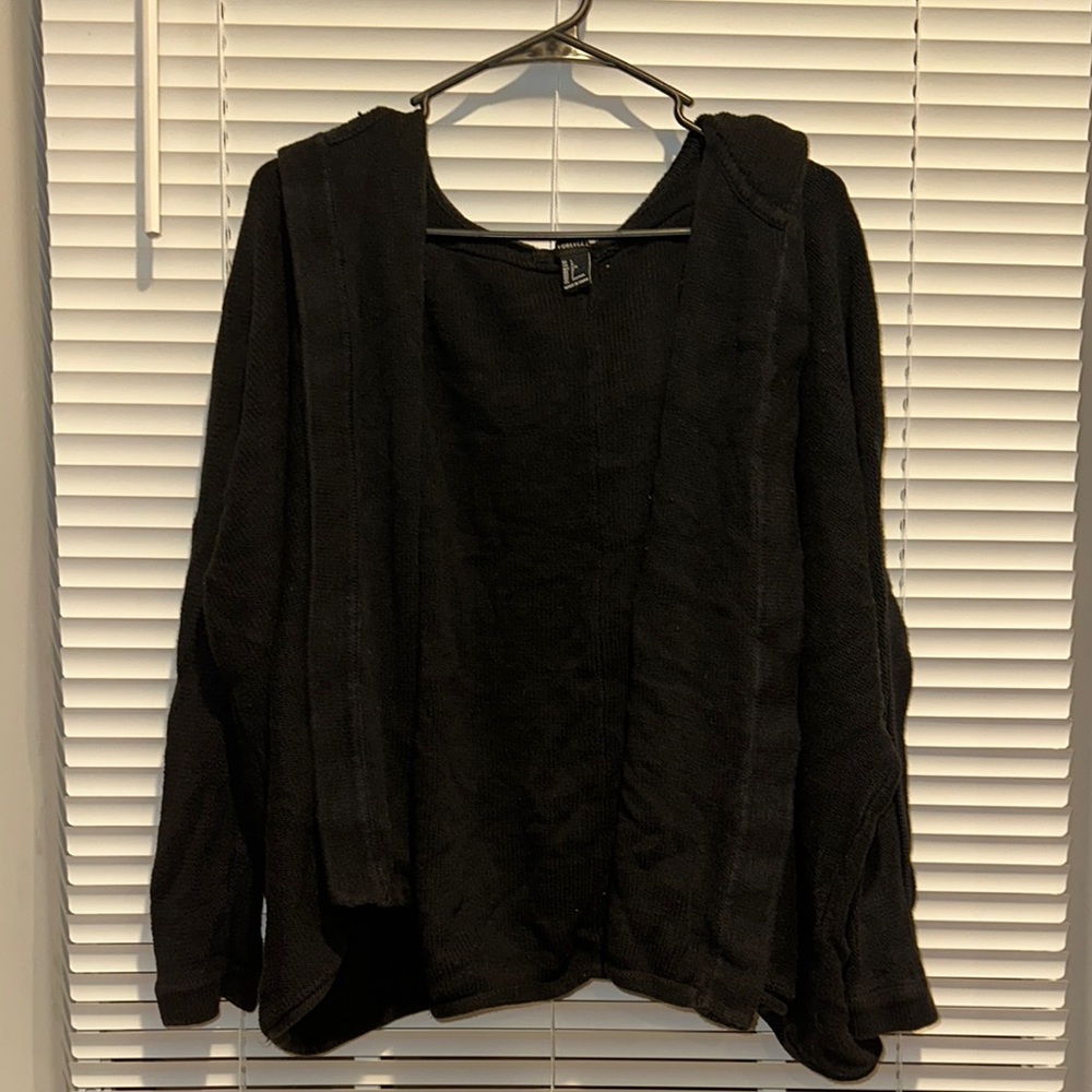 Black Hooded Cardigan